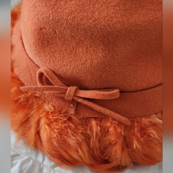 Orange Felt hat with Feathers - Picture 2 of 5